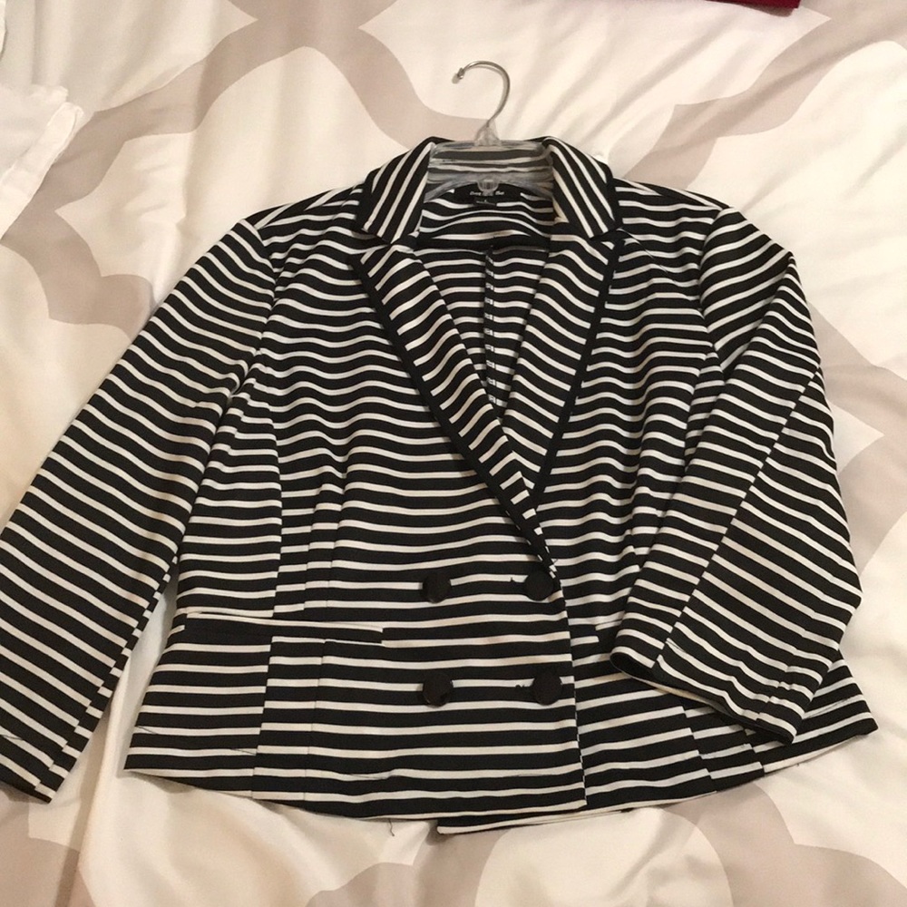 Black and white striped blazer